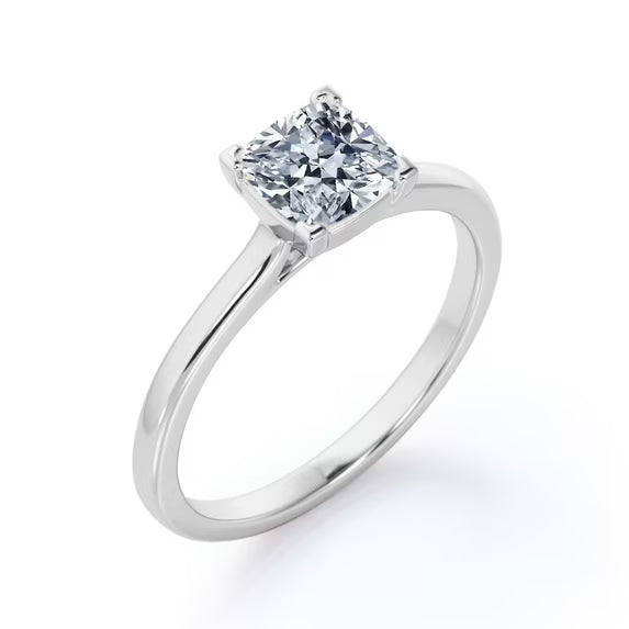 JeenMat Engagement Ring - Prong Setting - Solitaire Promise Ring in 18K White Gold Plating for Women