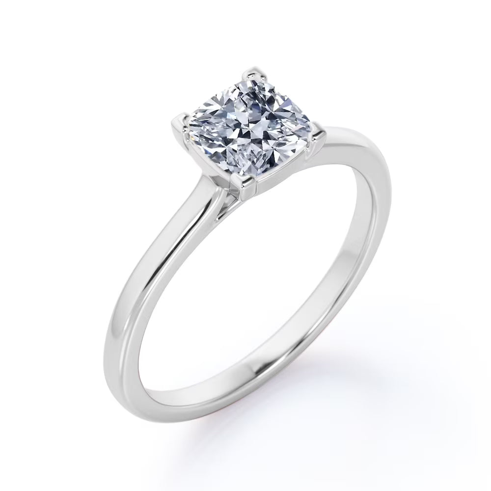 JeenMata 4 Prong - 2 Carat Cushion Cut - Solitaire Engagement Ring in 18K White Gold Plating for Women (Copy)