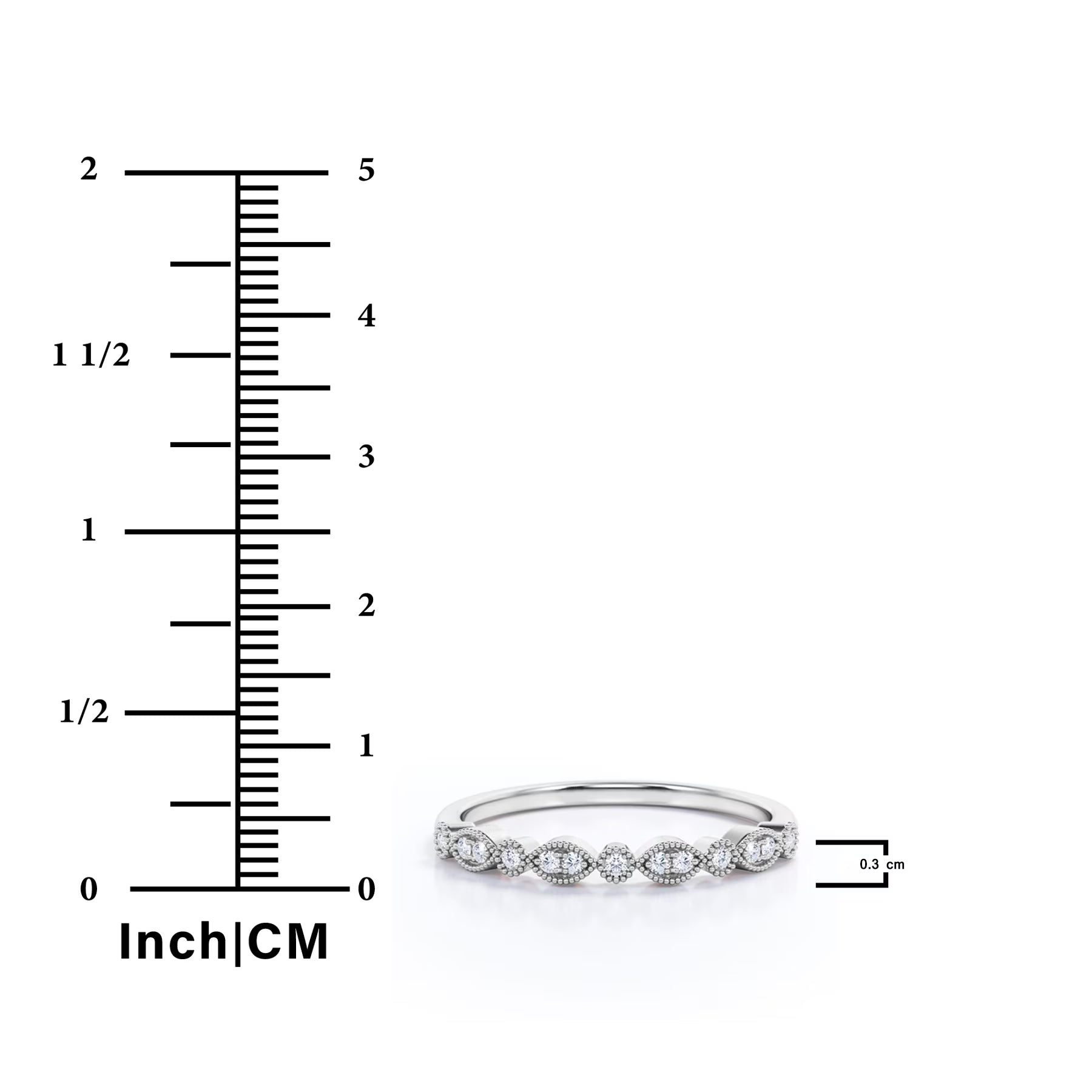 JeenMata Art-Deco 0.25 Carat Round Brilliant Cut April Birthstone Filigree Milgrain Wedding Band in 18K Rose Gold Plating for Women