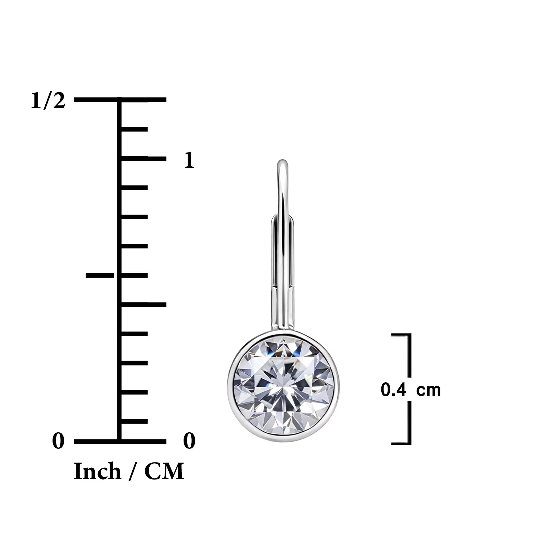 JeenMata 0.50 Carat Lab Grown Diamond Bezel Set Leverback Drop Earring - in 18K White Gold Plating Earrings for Women, Gift for Girlfriend, Mother, Her