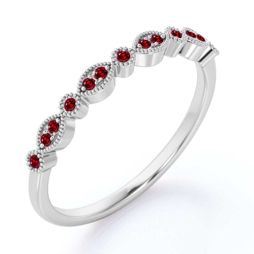 0.25 Carat January Birthstone Art-Deco Wedding Band