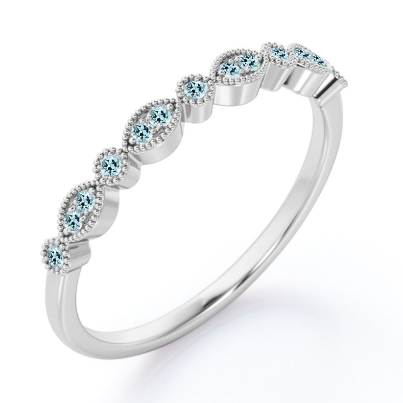 0.25 Carat March Birthstone Art-Deco Wedding Band