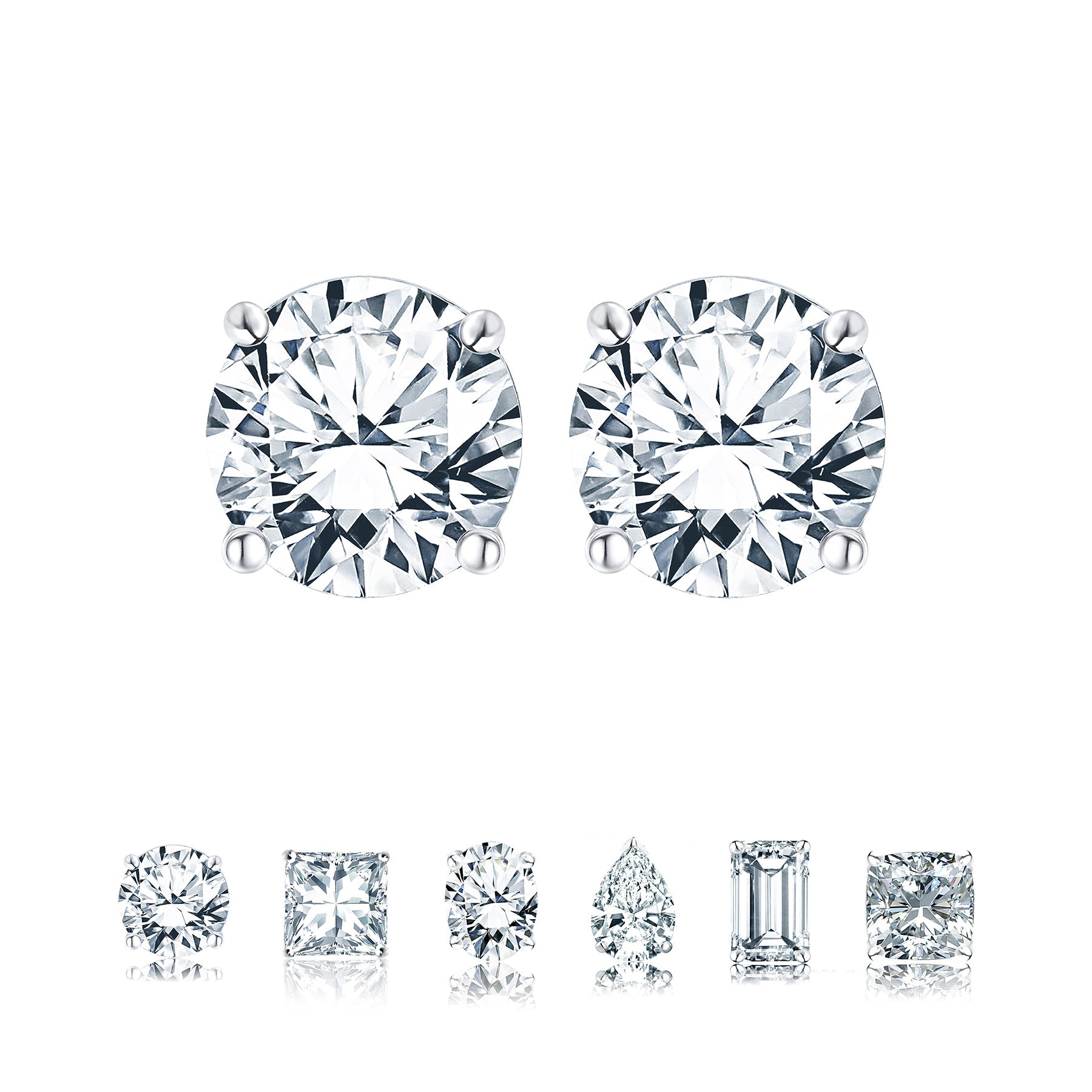 JeenMata 4 Prong 0.5 Carat Round Shaped Moissanite Solitaire Stud Earrings in 18k Rose Gold Plating for Women