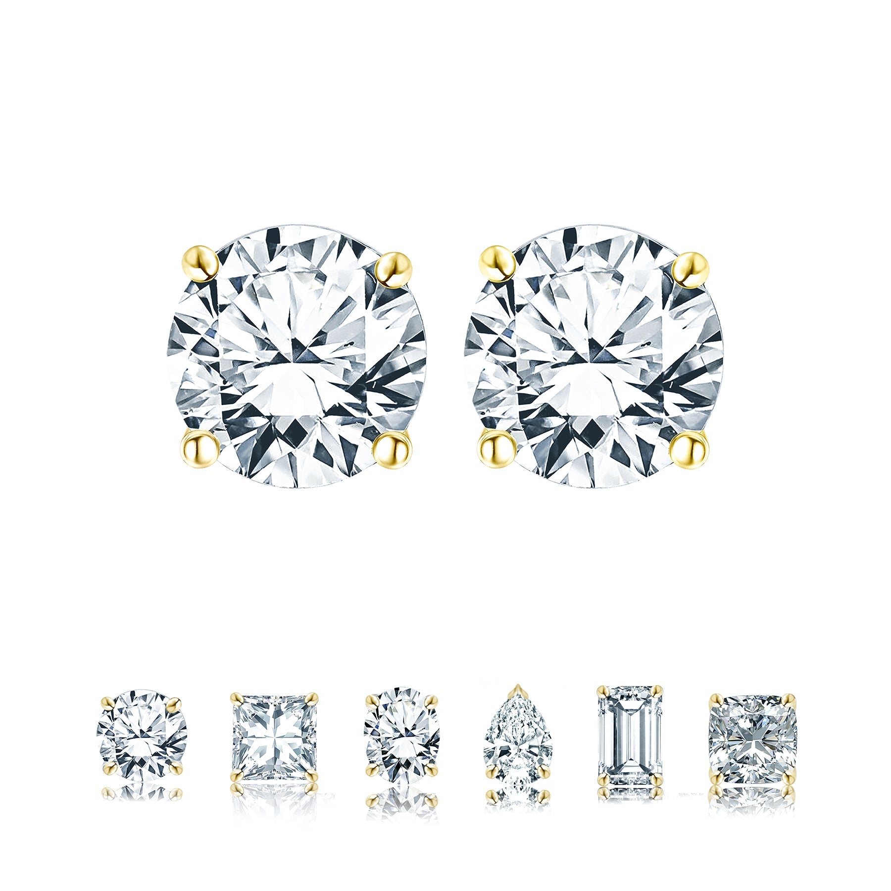 JeenMata 4 Prong 0.5 Carat Round Shaped Moissanite Solitaire Stud Earrings in 18k Rose Gold Plating for Women
