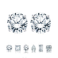JeenMata 1 Carat Round Moissanite - 4 Prong Solitaire Stud Earrings in 18k White Gold Plating for Women