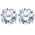 4 Prong 4 Carat Round Shaped Moissanite Solitaire Stud Earrings In 18K White Gold Plating Over Silver