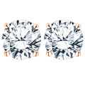 Certified 4 Prong 4 Carat Round Shaped Moissanite Solitaire Stud Earrings In 18K Rose Gold Plating Over Silver