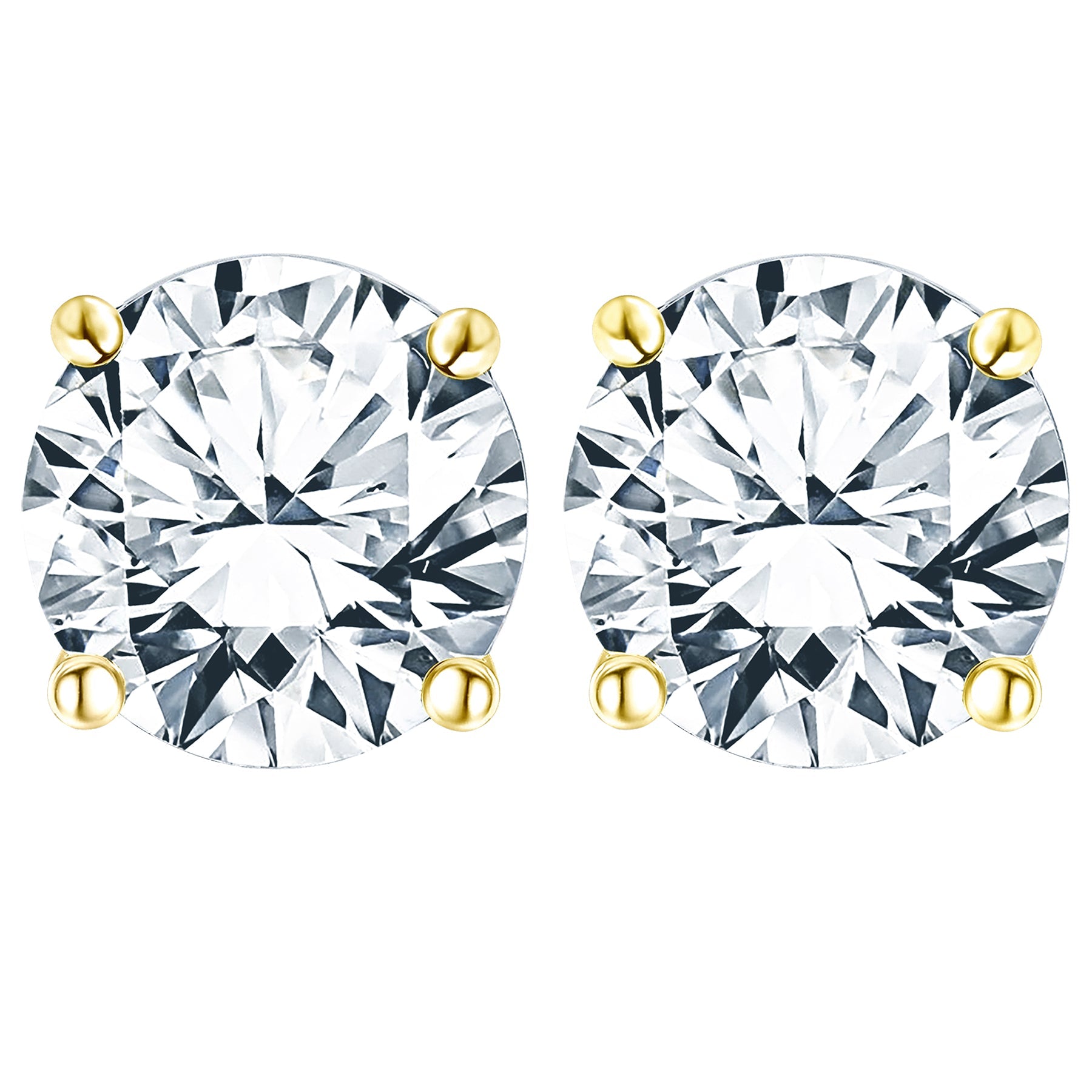 Certified 4 Prong 4 Carat Round Shaped Moissanite Solitaire Stud Earrings In 18K Rose Gold Plating Over Silver
