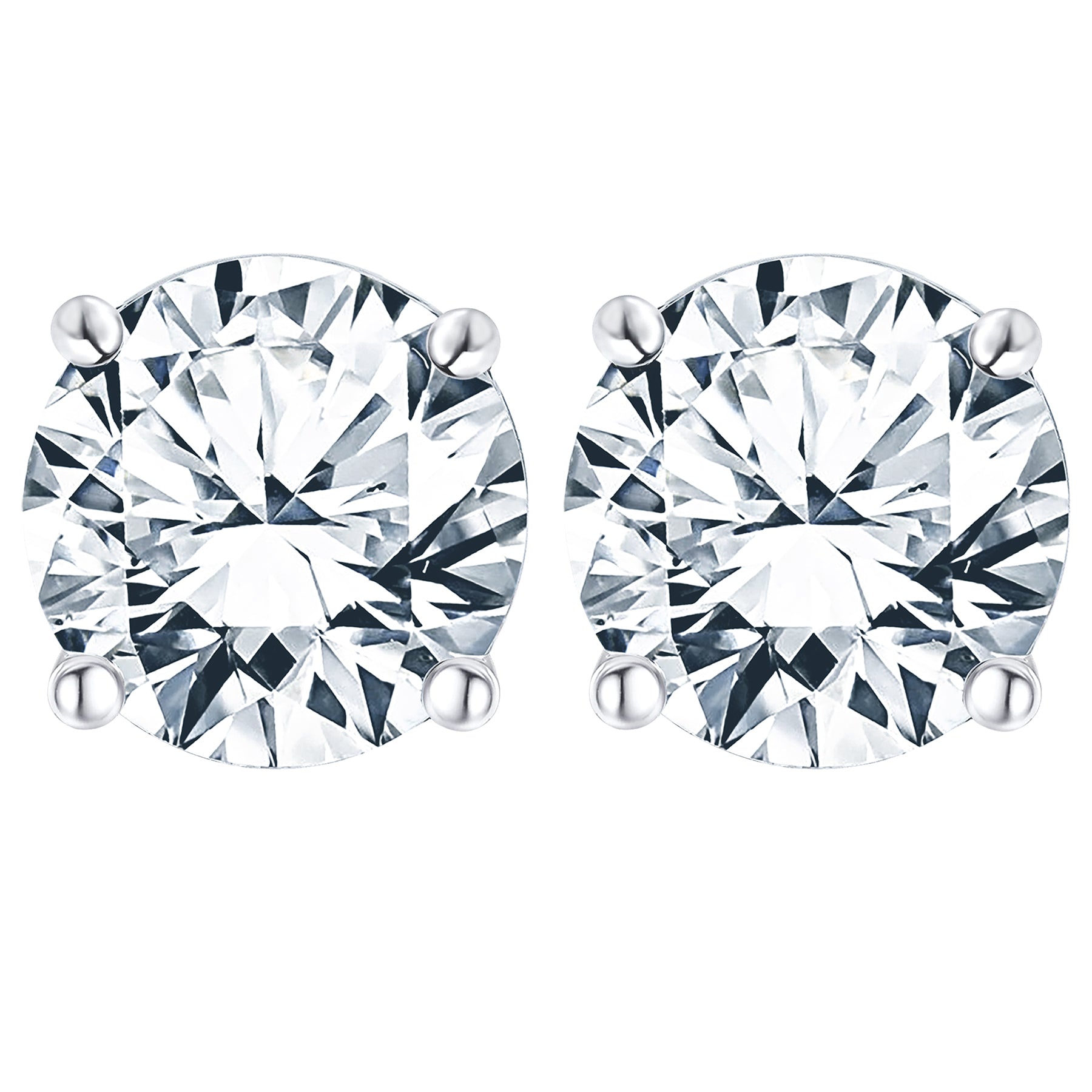 Certified 4 Prong 4 Carat Round Shaped Moissanite Solitaire Stud Earrings In 18K Rose Gold Plating Over Silver
