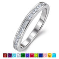 JeenMata 0.25 Carat Princess Cut April Birthstone Wedding Band - Pave Channel Band - 18K White Gold Plating for Women