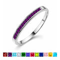JeenMata 0.25 Carat Princess Cut February Birthstone Wedding Band - Pave Channel Band - 18K White Gold Plating for Women