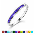 JeenMata 0.25 Carat Princess Cut June Birthstone Wedding Band - Pave Channel Band - 18K White Gold Plating for Women