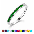 JeenMata 0.25 Carat Princess Cut May Birthstone Wedding Band - Pave Channel Band - 18K White Gold Plating for Women