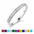 JeenMata 0.25 Carat Princess Cut April Birthstone Wedding Band - Pave Channel Band - 18K White Gold Plating for Women