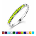 JeenMata 0.25 Carat Princess Cut August Birthstone Wedding Band - Pave Channel Band - 18K White Gold Plating for Women