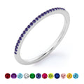 JeenMata Pave Accented - 0.25 Carat Round Cut -June Birthstone- Classic Wedding Band - 18K White Gold Plating for Women