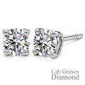 JeenMata Lab Grown Diamond Earrings 1.25 Carat Round Cut 18K White Gold Plated Solitaire Studs for Women