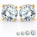 JeenMata Lab Grown Diamond Earrings 1.25 Carat Round Cut 18K Yellow Gold Plated Solitaire Studs for Women