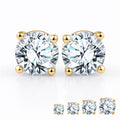 JeenMata Lab Grown Diamond Earrings 0.50 Carat Round Cut 18K Yellow Gold Plated Solitaire Studs for Women