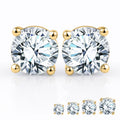 JeenMata Lab Grown Diamond Earrings 0.75 Carat Round Cut 18K Yellow Gold Plated Solitaire Studs for Women