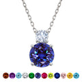 JeenMata 3.75 Carat June Alexandrite Birthstone Necklace - Dangling Round Cut Necklace Pendant in White Gold Plating for Women