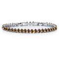 JeenMata 5.5 Carat January Garnet - Oval Cut Birthstone Tennis Bracelet Eternity Design - White Gold Plating, Female, Adult