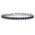 JeenMata 5.5 Carat Black Cubic Zirconia - Oval Cut Birthstone Tennis Bracelet Eternity Design - White Gold Plating, Female, Adult