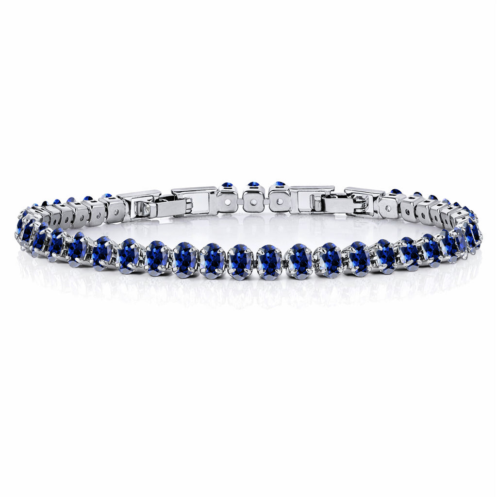 JeenMata 5.5 Carat June Alexandrite - Oval Cut Birthstone Tennis Bracelet Eternity Design - White Gold Plating, Female, Adult