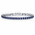 JeenMata 5.5 Carat June Alexandrite - Oval Cut Birthstone Tennis Bracelet Eternity Design - White Gold Plating, Female, Adult