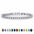 JeenMata 5.5 Carat April Cubic Zirconia - Oval Cut Birthstone Tennis Bracelet Eternity Design - White Gold Plating, Female, Adult
