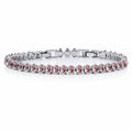JeenMata 5.5 Carat October Pink Tourmaline - Oval Cut Birthstone Tennis Bracelet Eternity Design - White Gold Plating, Female, Adult