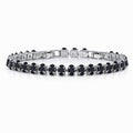 JeenMata 11 TCW Black Cubic Zirconia - Oval Cut Birthstone Tennis Bracelet for Women in Eternity Design - White Gold Plating, Female, Adult