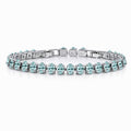 JeenMata 11 TCW March Aquamarine - Oval Cut Birthstone Tennis Bracelet for Women in Eternity Design - White Gold Plating, Female, Adult