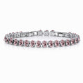 JeenMata 11 TCW October Pink Tourmaline - Oval Cut Birthstone Tennis Bracelet for Women in Eternity Design - White Gold Plating, Female, Adult
