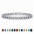 JeenMata 11 TCW April Cubic Zirconia - Oval Cut Birthstone Tennis Bracelet for Women in Eternity Design - White Gold Plating, Female, Adult