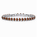 JeenMata 11 TCW January Garnet - Oval Cut Birthstone Tennis Bracelet for Women in Eternity Design - White Gold Plating, Female, Adult