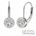 JeenMaJeenMata 0.75 Carat Lab Grown Diamond Bezel Set Leverback Drop Earring - in 18K White Gold Plating Earrings for Women, Gift for Girlfriend, Mother, Herta 0.75 Carat Lab Grown Diamond Bezel Set Leverback Drop Earrings 18K White Gold Plating for Women