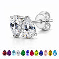 JeenMata 2.5 Carat Pear Cut April Birthstone Stud Earrings - Cubic Zirconia Two Stone Earrings in 18K White Gold Plating for Women