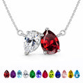 JeenMata 2.75 Carat January Birthstone Solitaire Pendant Necklace - Pear Cut Two Stone Garnet & Cubic Zirconia Necklace in 18K White Gold Plating for Women
