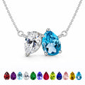 JeenMata 2.75 Carat December Birthstone Solitaire Pendant Necklace - Pear Cut Two Stone Blue Topaz & Cubic Zirconia Necklace in 18K White Gold Plating for Women