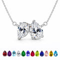 JeenMata 2.75 Carat April Birthstone Solitaire Pendant Necklace - Pear Cut Two Stone Cubic Zirconia Necklace in 18K White Gold Plating for Women