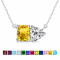 JeenMata 4.75 Carat Citrine & Cubic Zirconia Two Stone Necklace - November Birthstone Emerald and Trillion Cut Solitaire Necklace in 18K White Gold Plating for Women