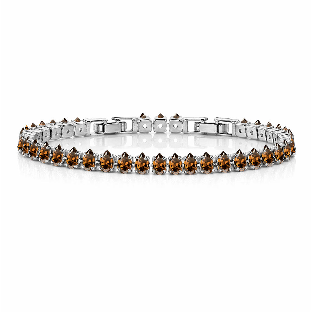 JeenMata 5.5 Carat January Garnet - Pear Cut Birthstone Tennis Bracelet Eternity Design - White Gold Plating, Female, Adult