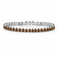 JeenMata 5.5 Carat January Garnet - Pear Cut Birthstone Tennis Bracelet Eternity Design - White Gold Plating, Female, Adult