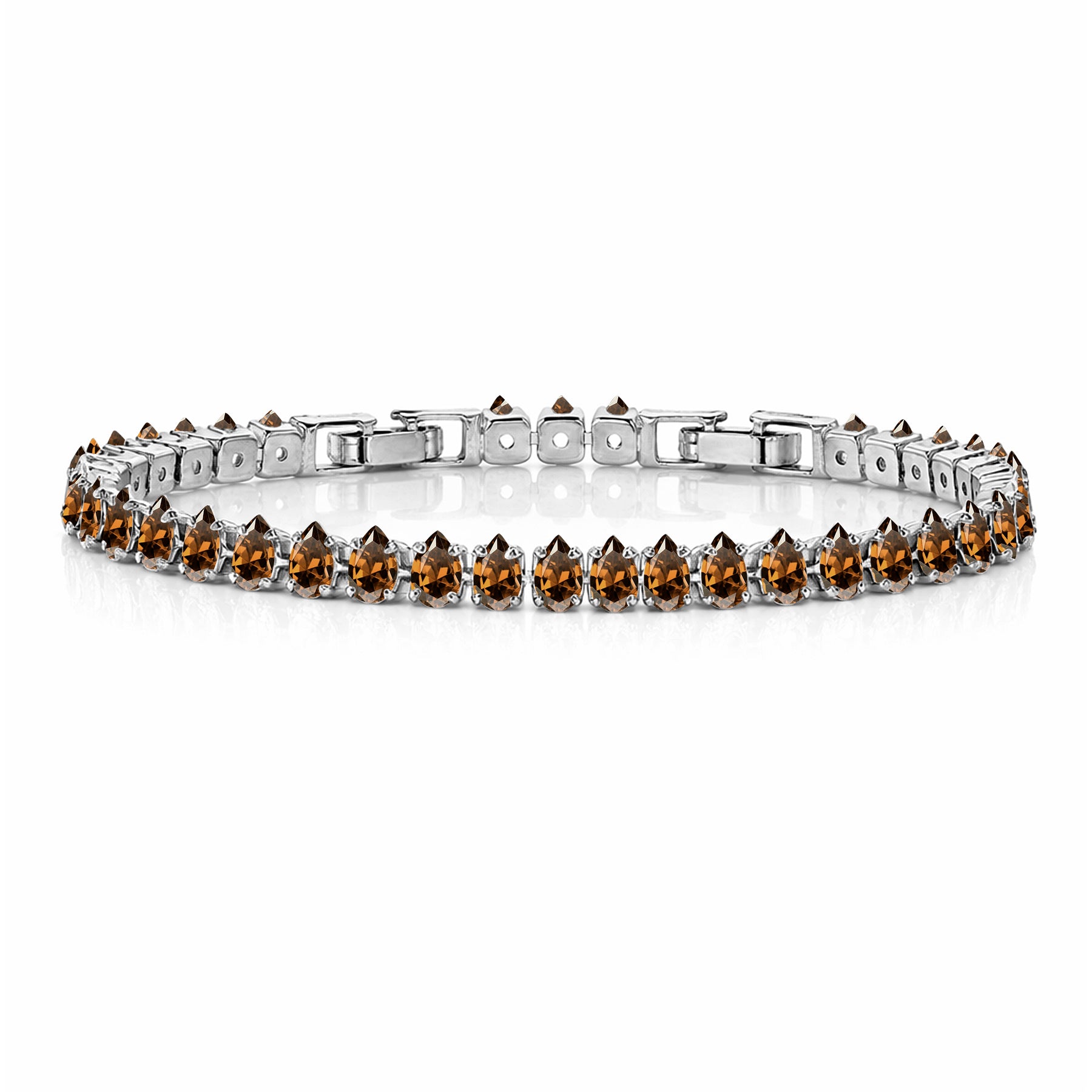 JeenMata 5.5 Carat January Garnet - Pear Cut Birthstone Tennis Bracelet Eternity Design - White Gold Plating, Female, Adult