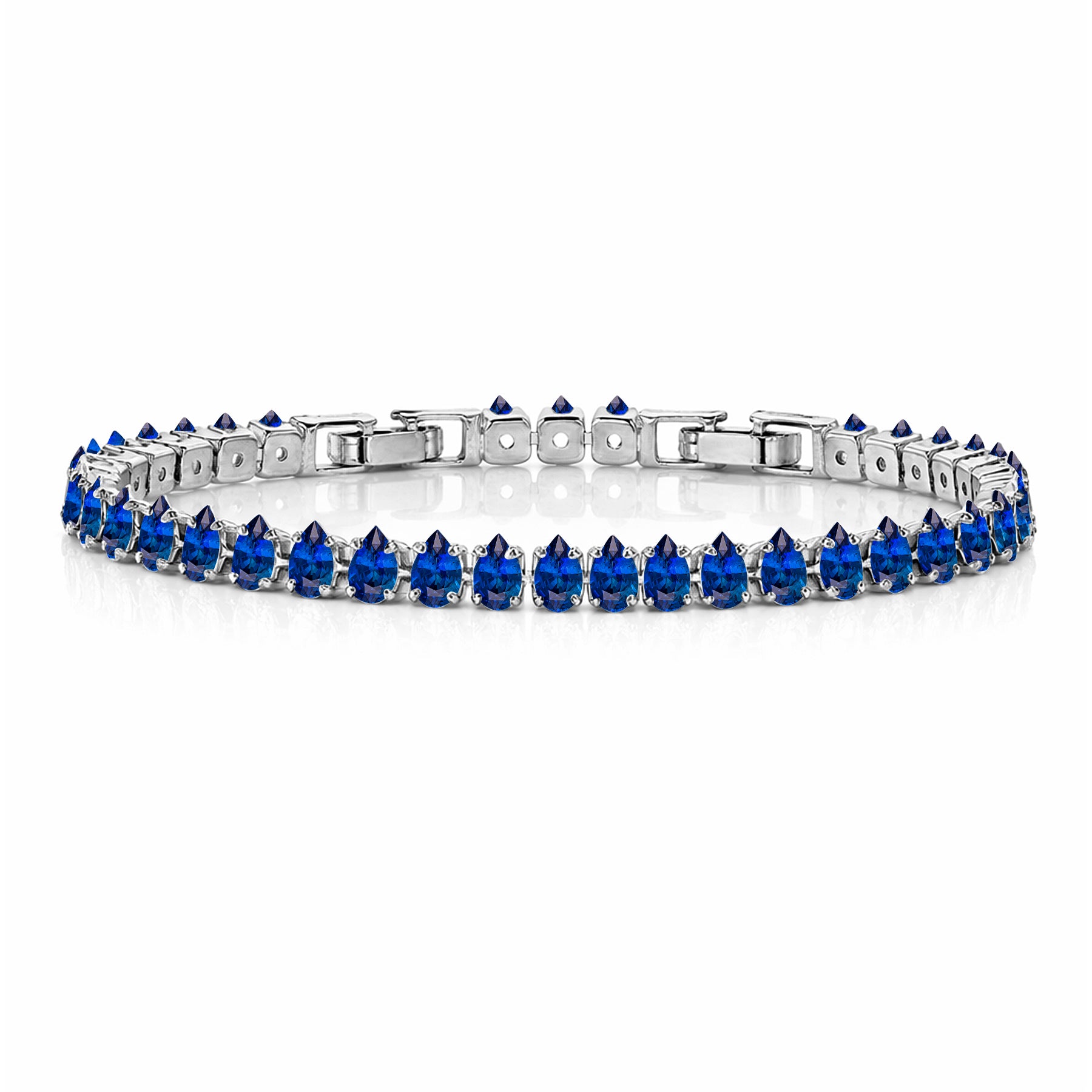 JeenMata 5.5 Carat June Alexandrite - Pear Cut Birthstone Tennis Bracelet Eternity Design - White Gold Plating, Female, Adult