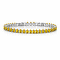 JeenMata 5.5 Carat November Citrine - Pear Cut Birthstone Tennis Bracelet Eternity Design - White Gold Plating, Female, Adult