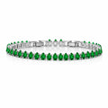 JeenMata 5.5 Carat May Emerald - Pear Cut Birthstone Tennis Bracelet Eternity Design - White Gold Plating, Female, Adult