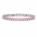 JeenMata 5.5 Carat October Pink Tourmaline - Pear Cut Birthstone Tennis Bracelet Eternity Design - White Gold Plating, Female, Adult