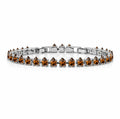 JeenMata 11 TCW January Garnet - Pear Cut Birthstone Tennis Bracelet for Women in Eternity Design - White Gold Plating, Female, Adult